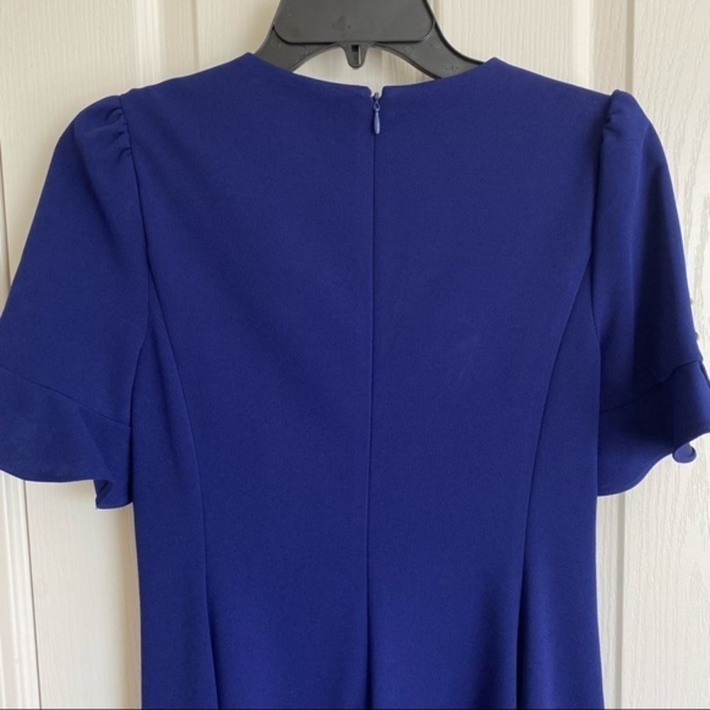 DKNY Button Sleeve Flounce Fit & Flare Dress in Blue Size 4 - Picture 11 of 14